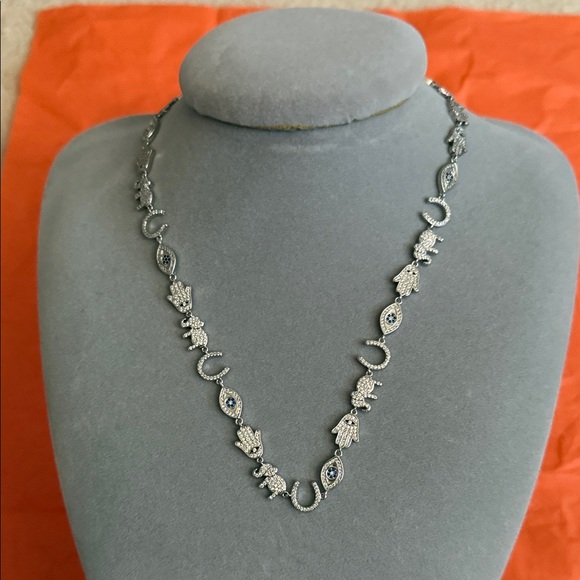 Silver Multi Charm Eye Necklace NWOT - Picture 3 of 5